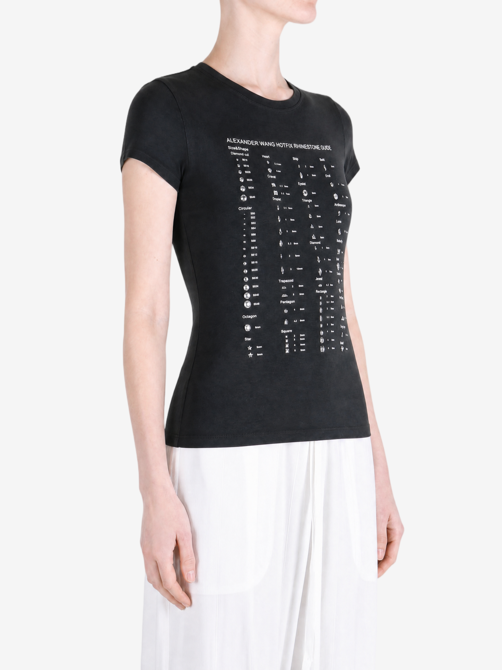 Black t-shirt worn by a person, showing the t-shirt fit
