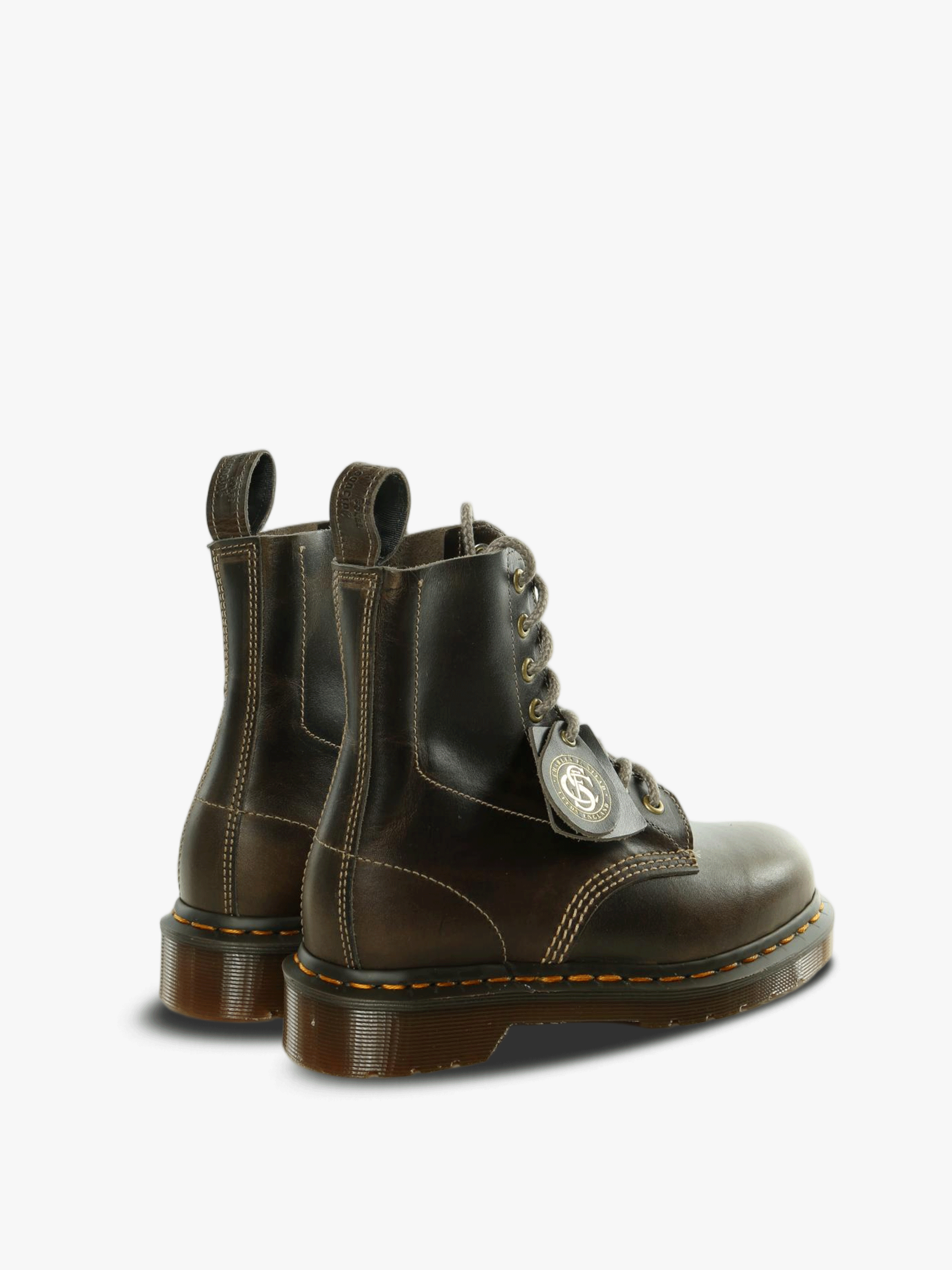 Brown boots, back view