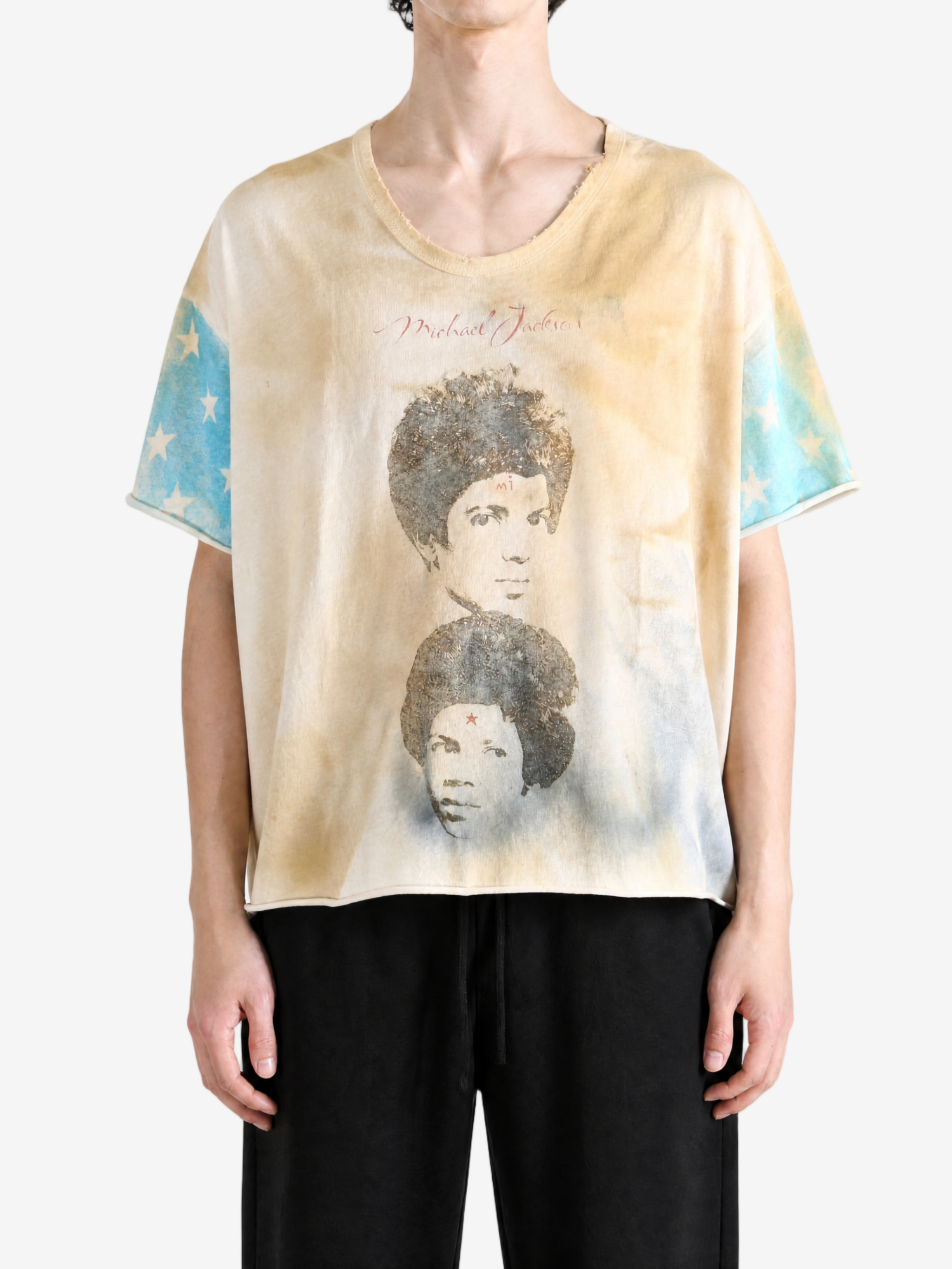 Tan t-shirt, full body view