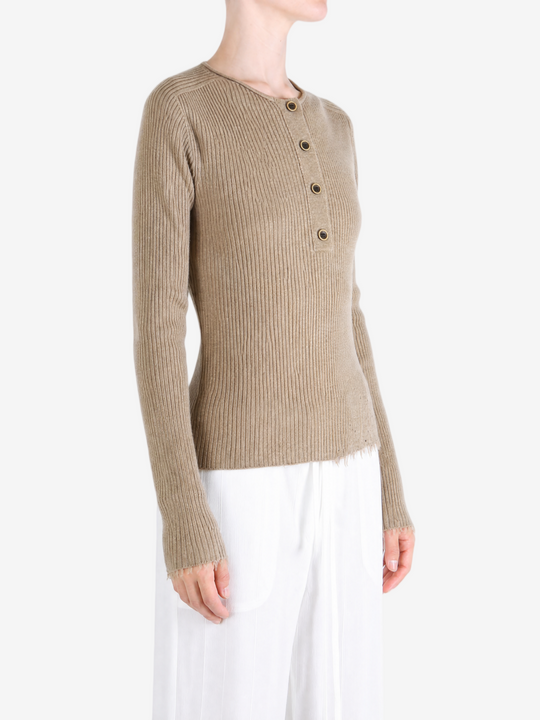 Tan top worn by a person, showing the top fit