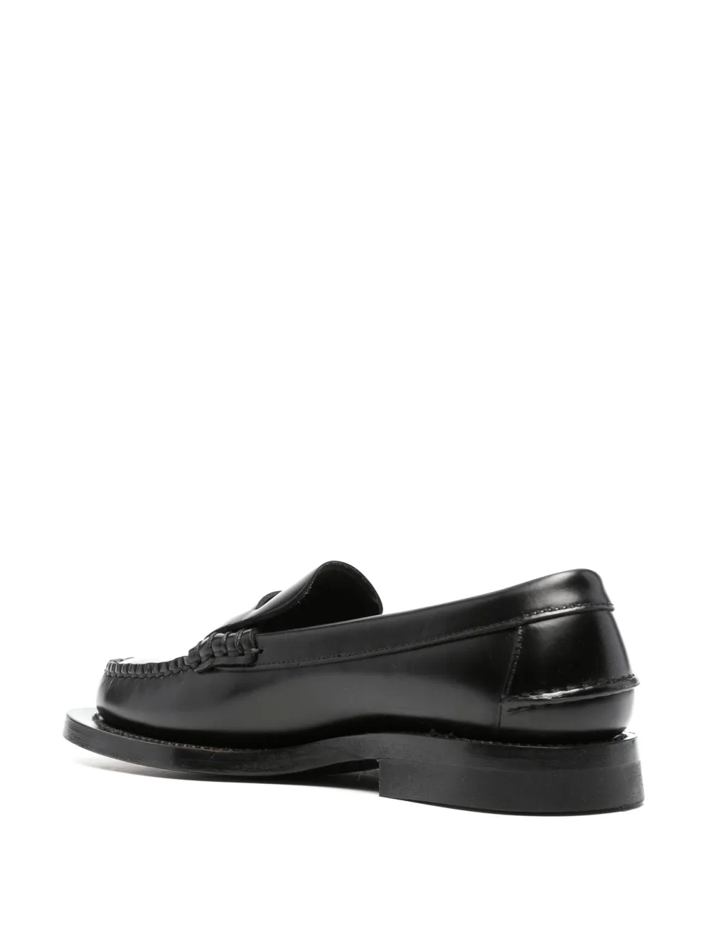 Black loafer, back view