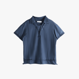 Blue polo shirt, front view