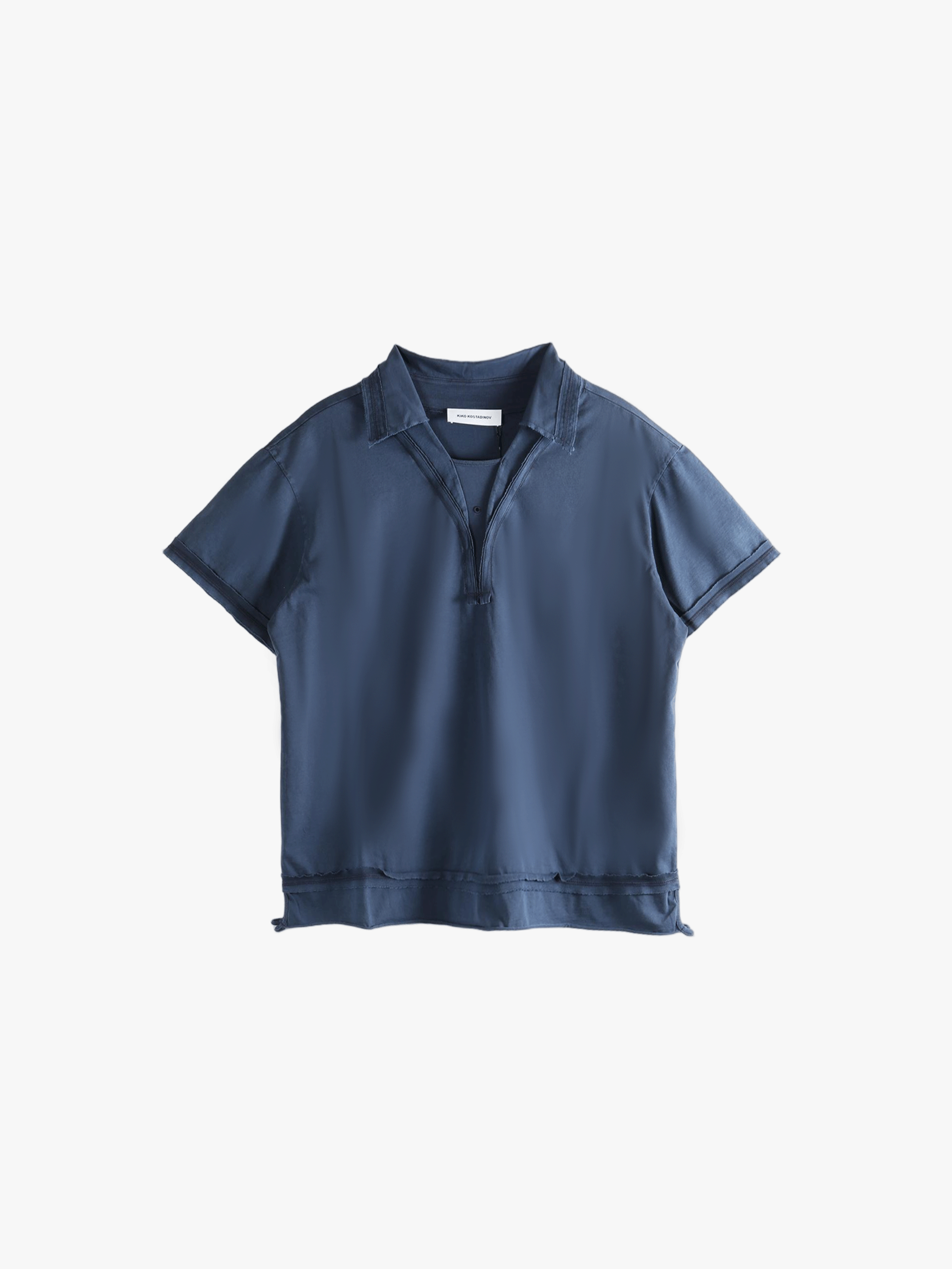 Blue polo shirt, front view