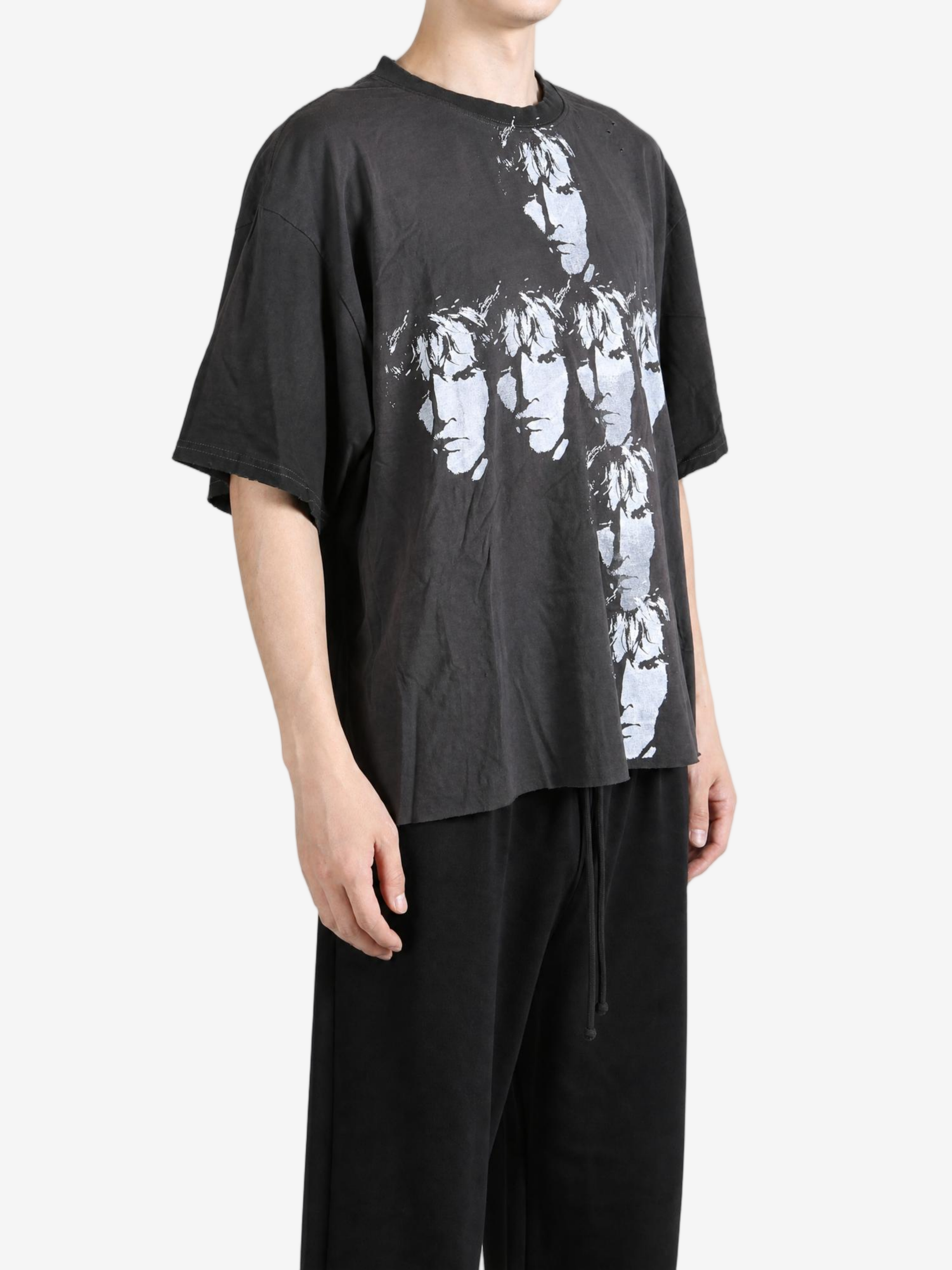 Black t-shirt, full body view