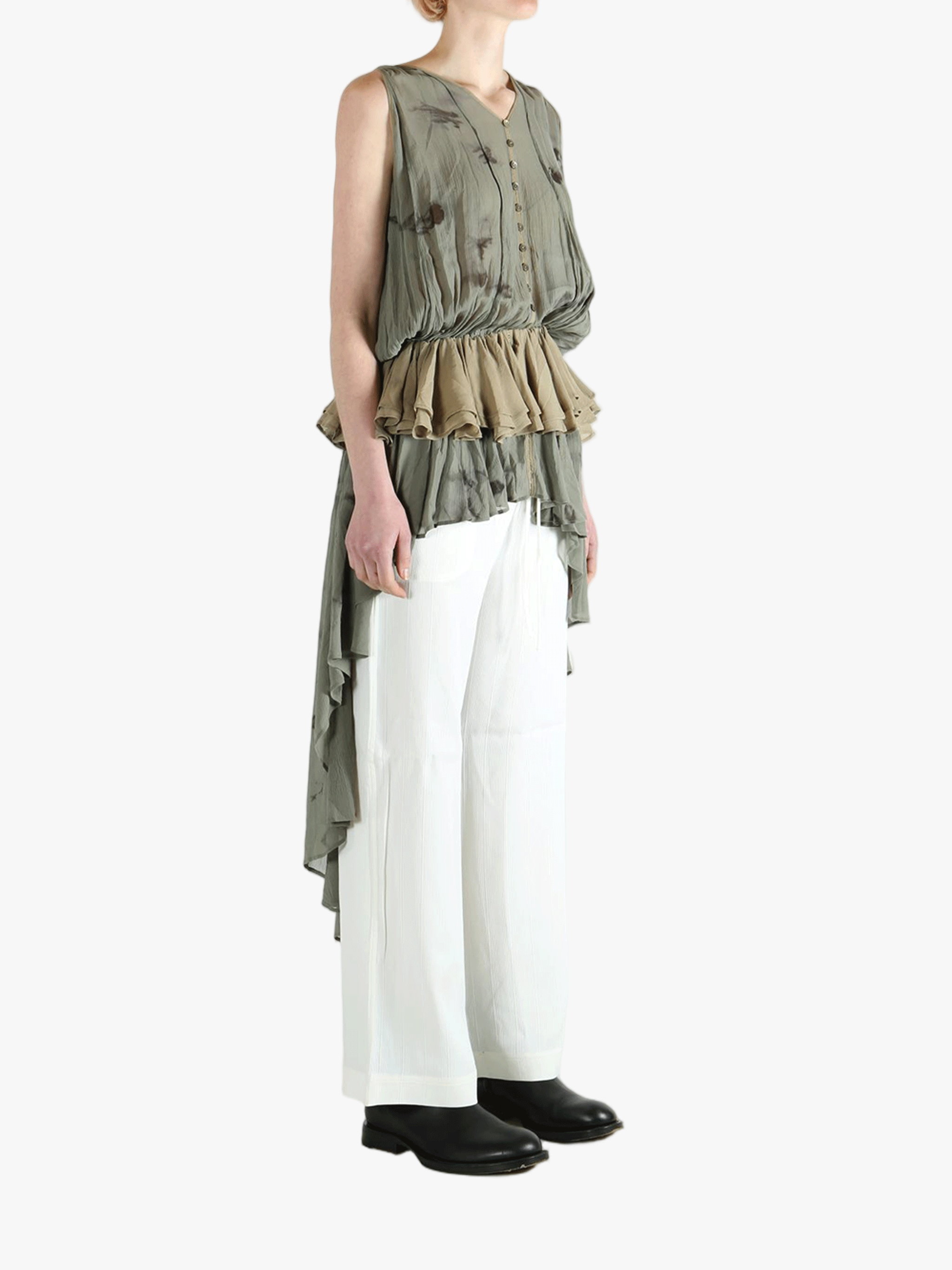 Green tops,full body view