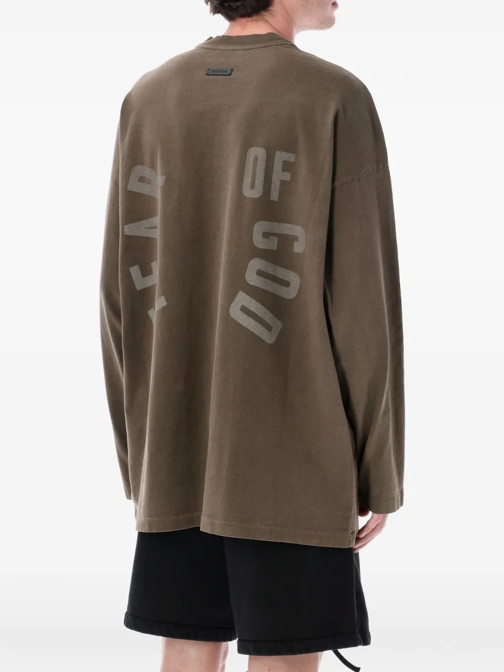 Brown t-shirt, full body view