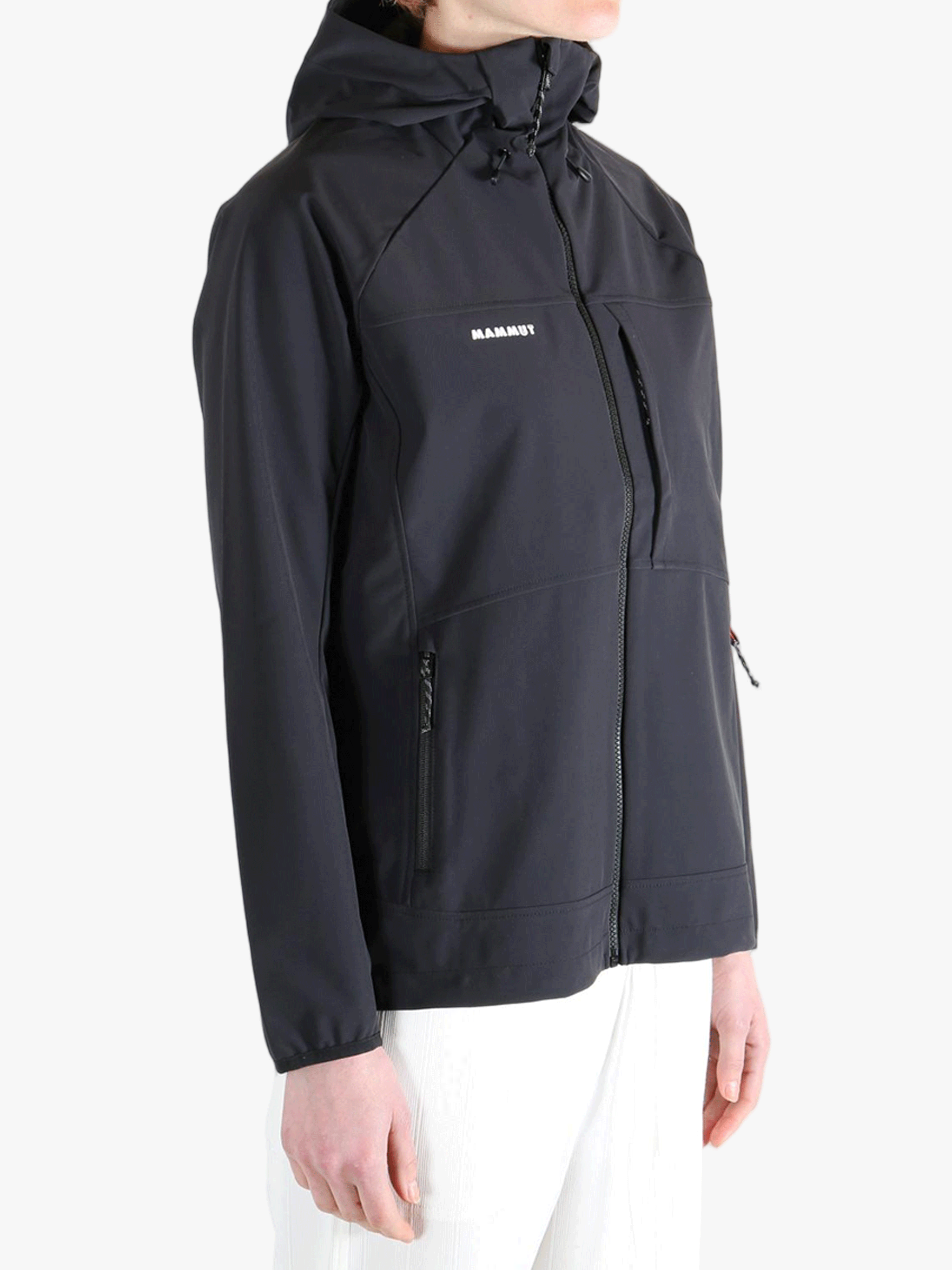 Black jacket worn by a person, showing the jacket's fit