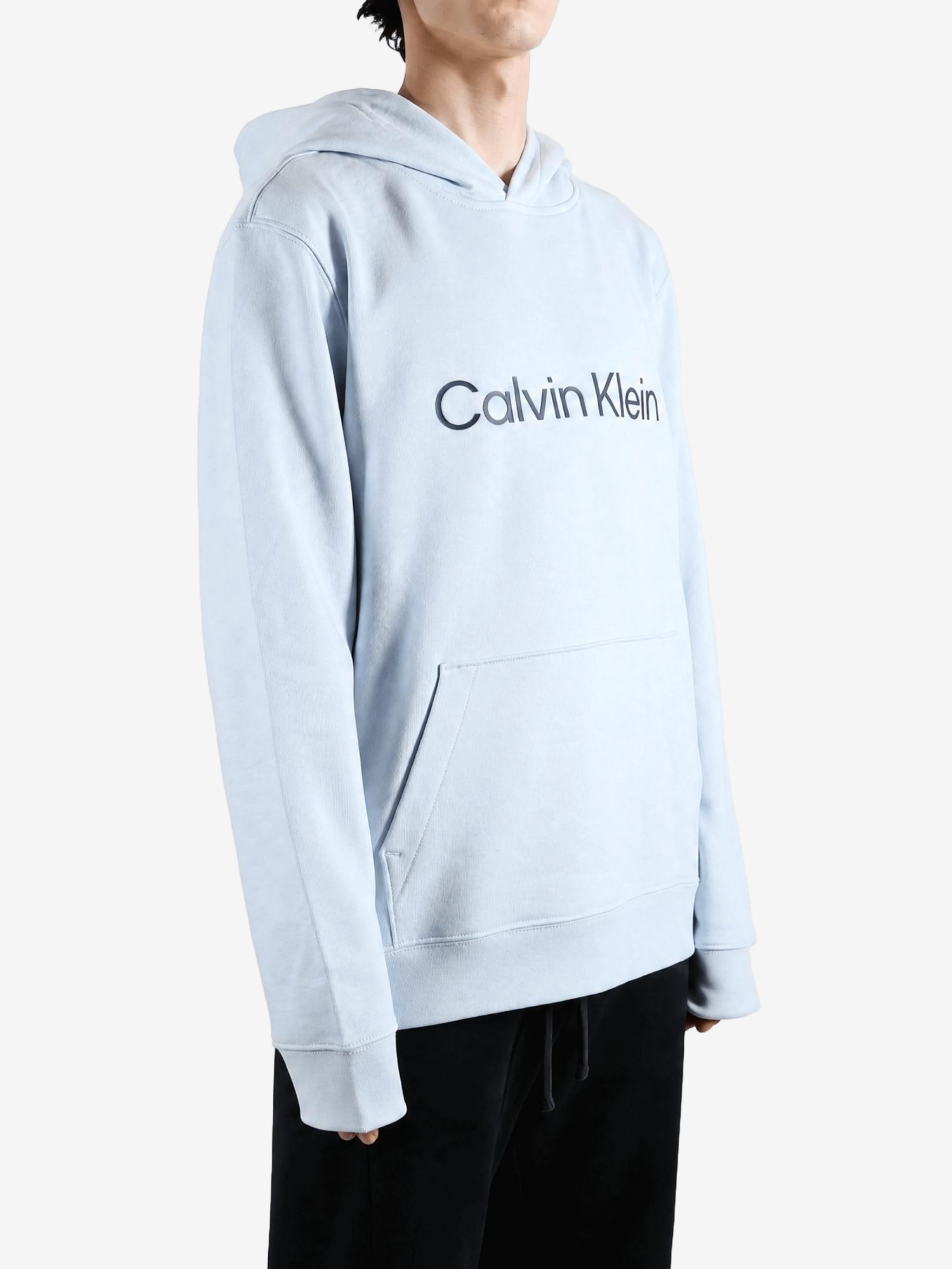 Blue hoodie, front view
