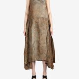 Brown dress worn by a person, showing the dress's fit