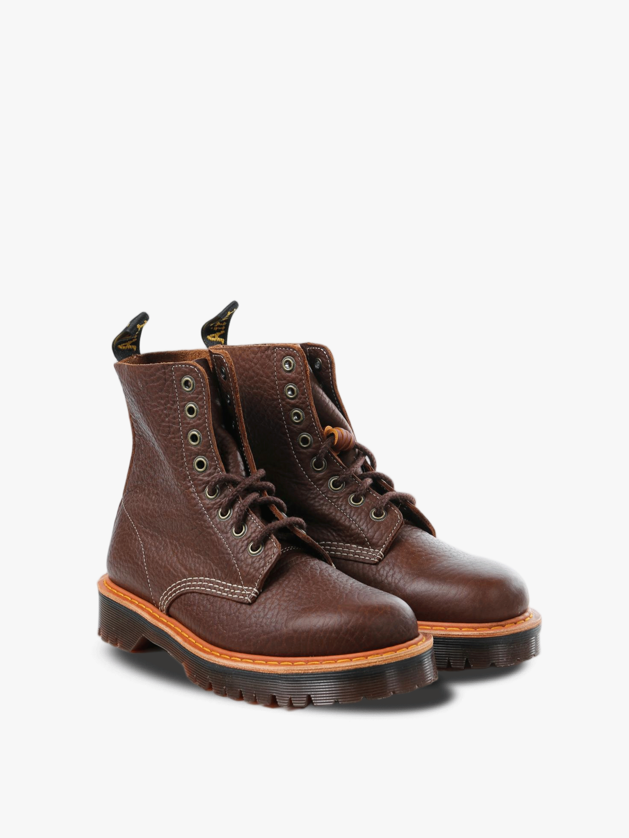 brown boots, front view