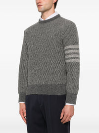 THOM BROWNE - Men W/4 Bar Striped Relaxed Fit Crew Neck Pullover