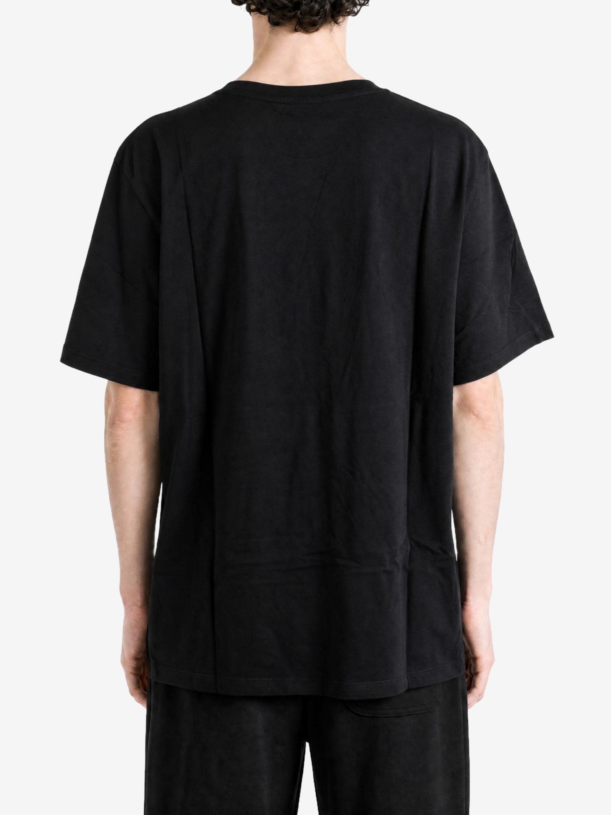 Black t-shirt, full body view