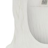 Close up of White top, showing texture of the 100% polyester fabric