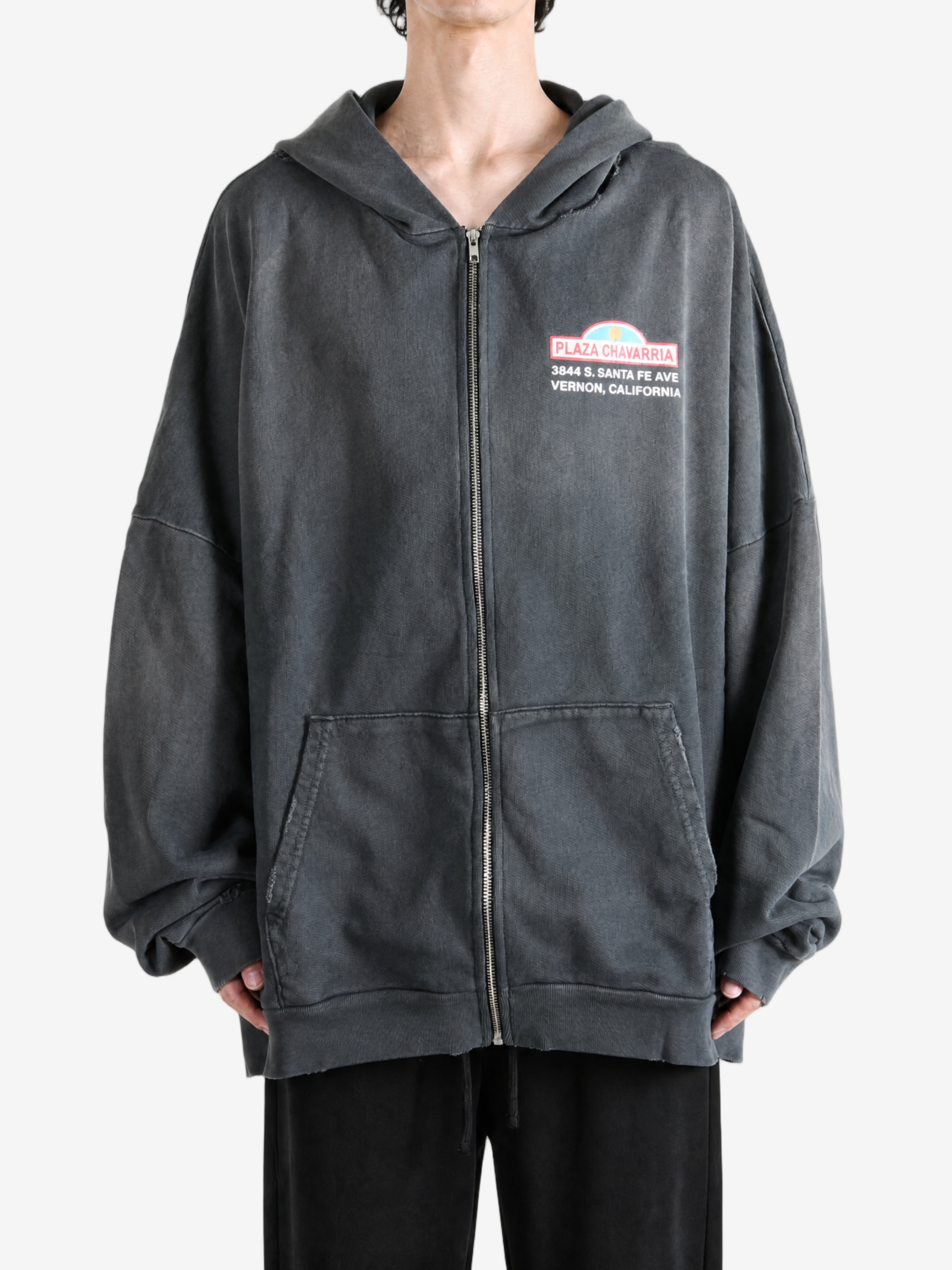 Black hoodie, full body view