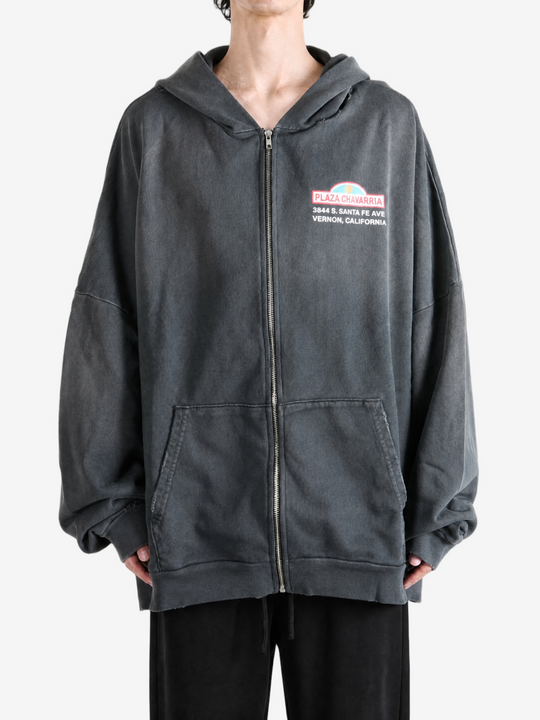 Black hoodie, full body view