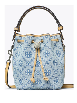 TORY BURCH - Women T Monogram Denim Mini Bucket Bag