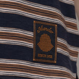 Close up of Navy top, showing texture of the 100% cotton fabric