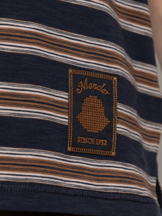 Close up of Navy top, showing texture of the 100% cotton fabric