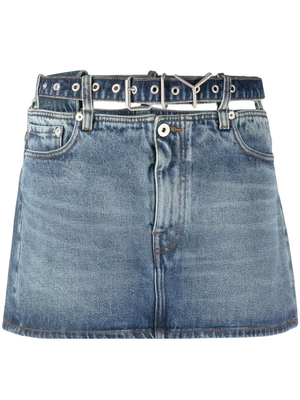 Y/PROJECT Women Evergreen Y Belt Denim Mini Skirt