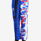 Blue pants worn by a person, showing the pants fit