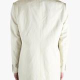 White jackets worn by a person, showing the jackets fit