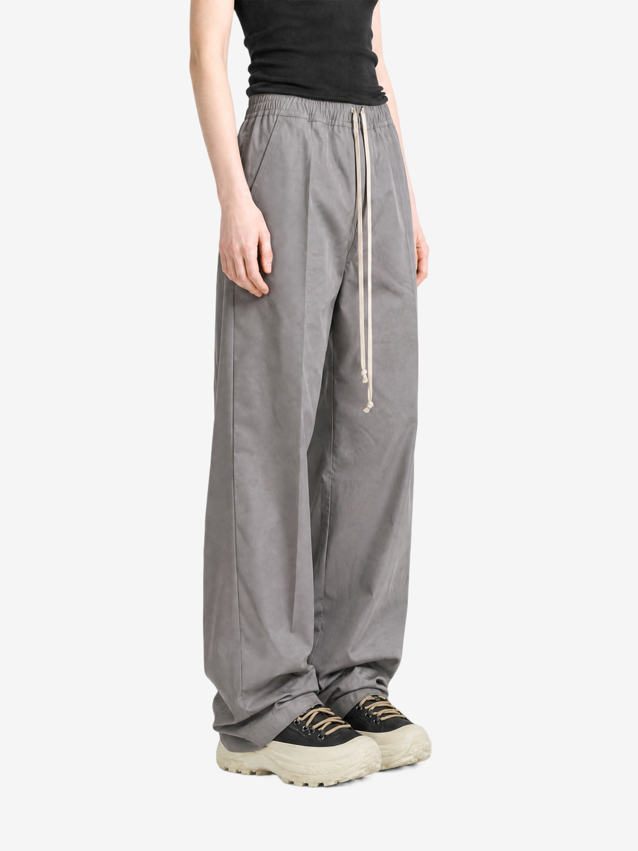 Grey pants, full body view
