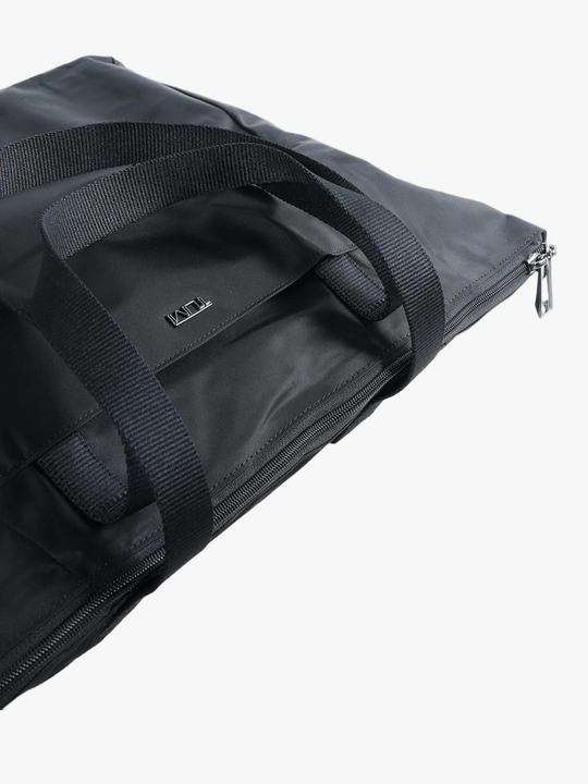 Close up of black bag, showing texture of the Nylon fabric