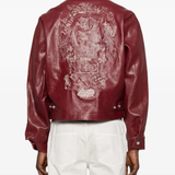 Red jacket worn by a person, showing the jacket fit