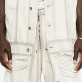 Close up of White jacket , showing texture of the (cotton fabric