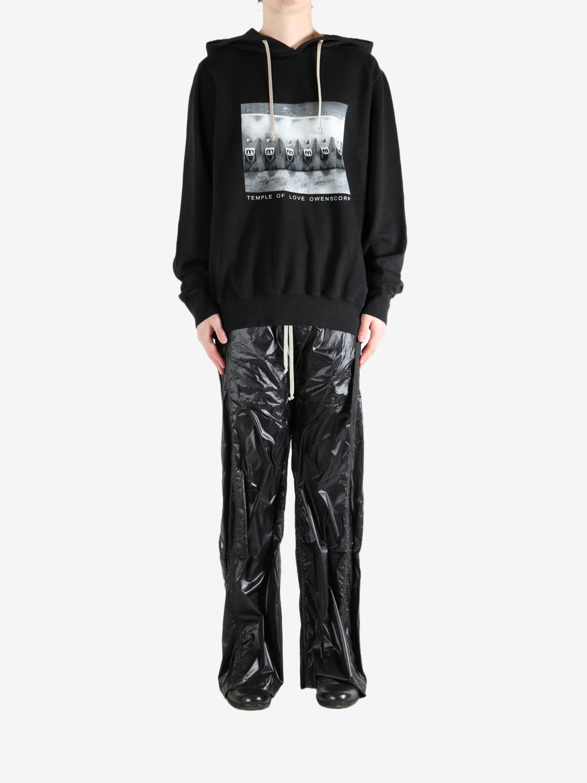 Black hoodie, full body view