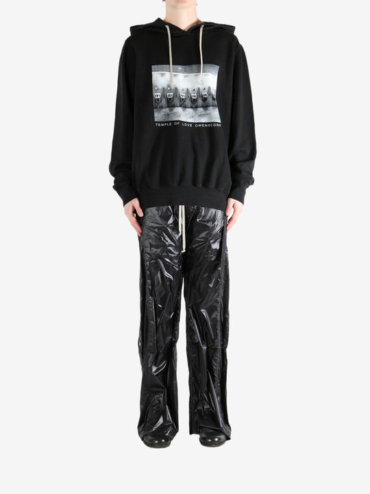 Black hoodie, full body view