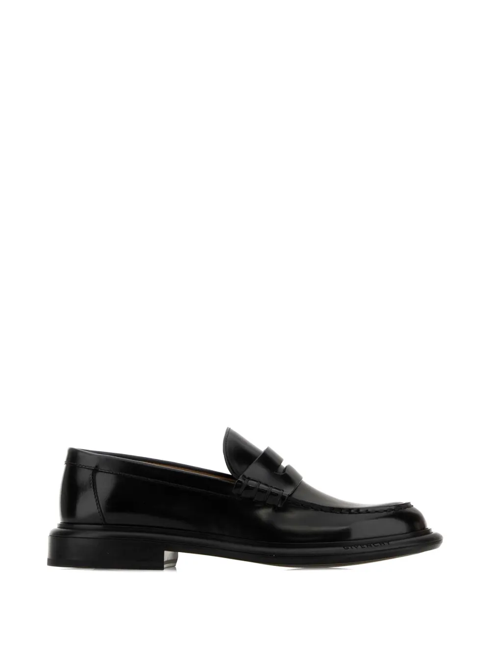 Black loafers, front view