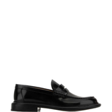 Black loafers, front view