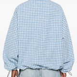 Blue jacket, full body view