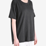 Black t-shirt, full body view