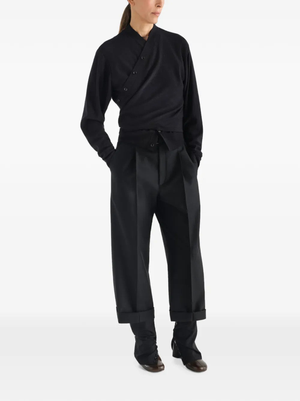 Black top, full body view