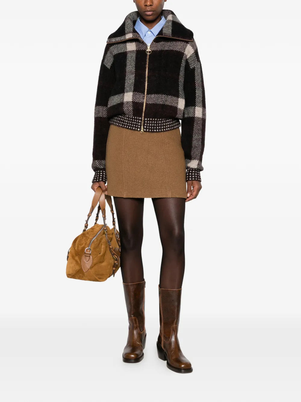 Brown jacket, full body view