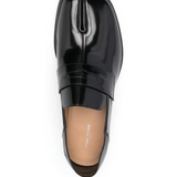 Black loafers,front view