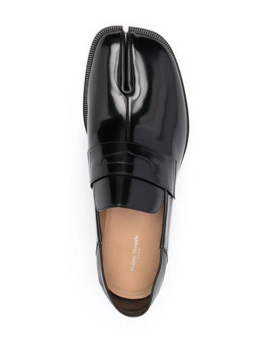 Black loafers,front view