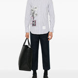 THOM BROWNE - Men Straight Fit L/S BD W/Satin Fill Stitch Flowers With Applique Shirt