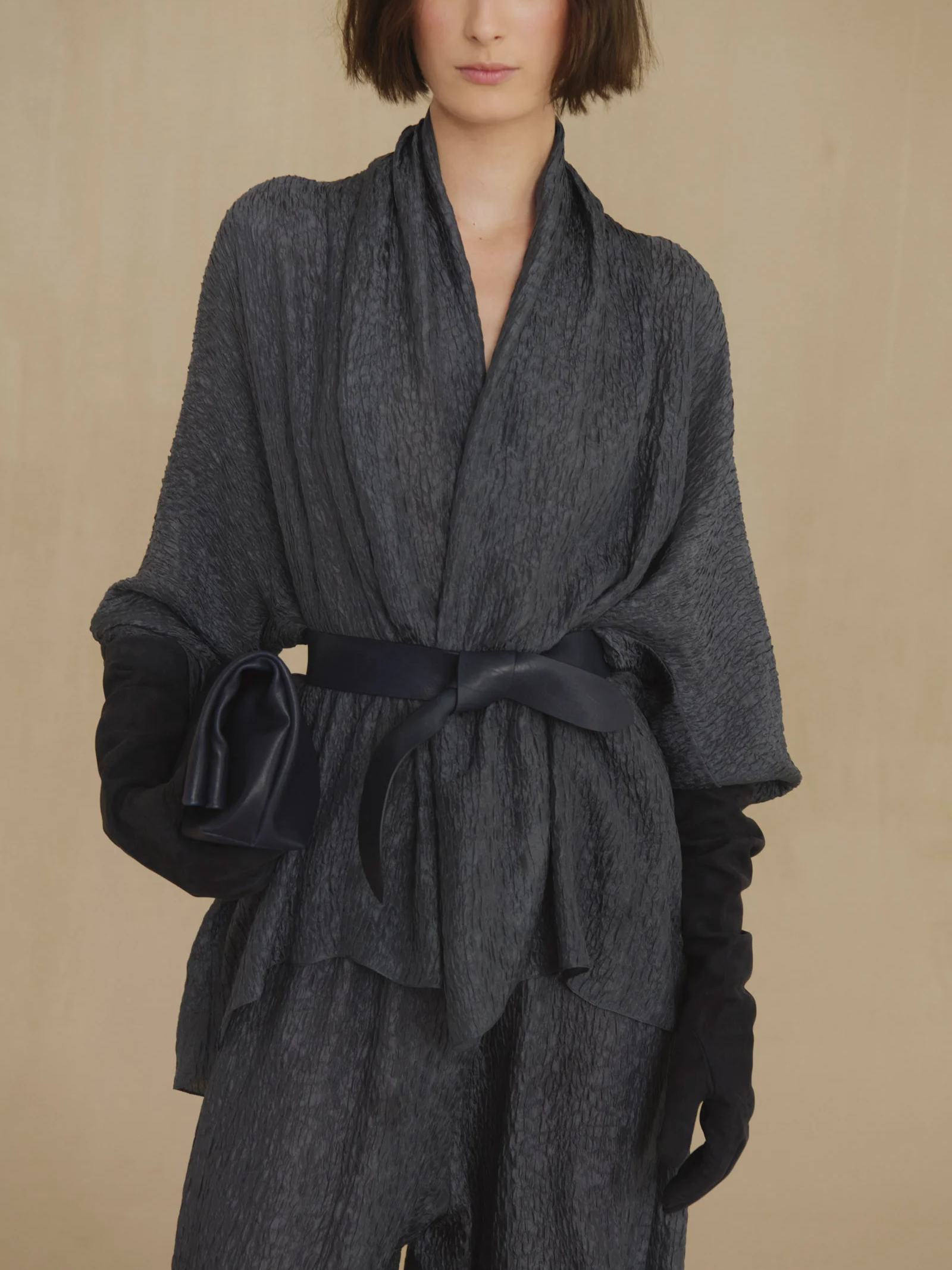 Grey jacket, full body view