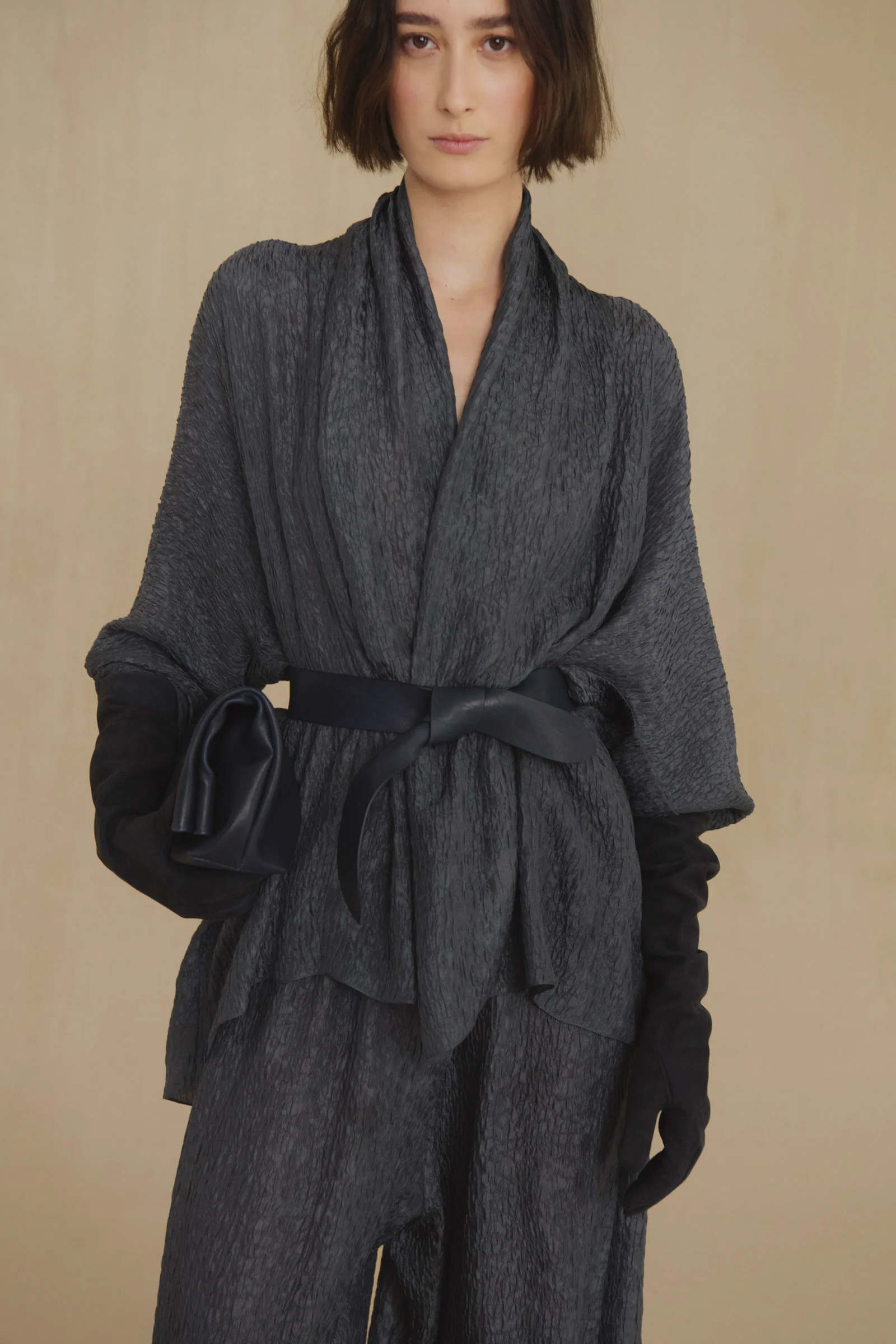 Grey jacket, full body view