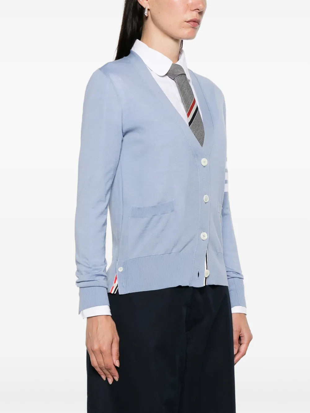 Blue knitwear, front view