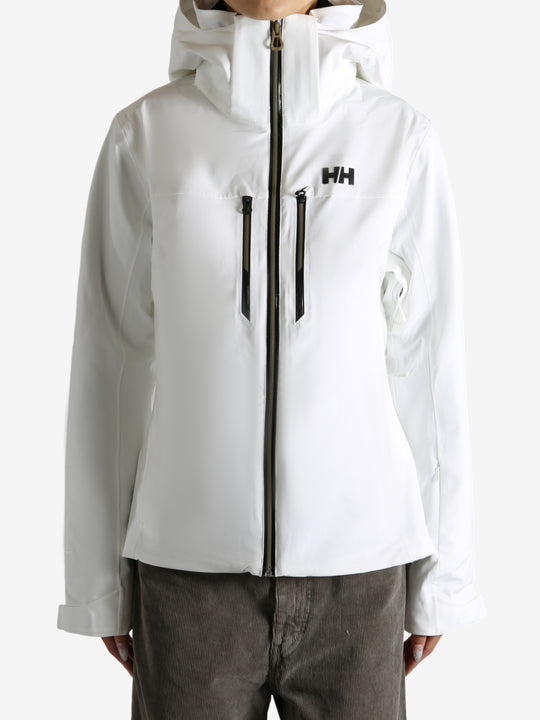 White jacket worn by a person, showing the jacket fit