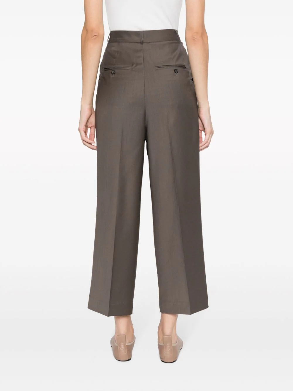 TOTEME Women Double-Pleated Cropped Trousers