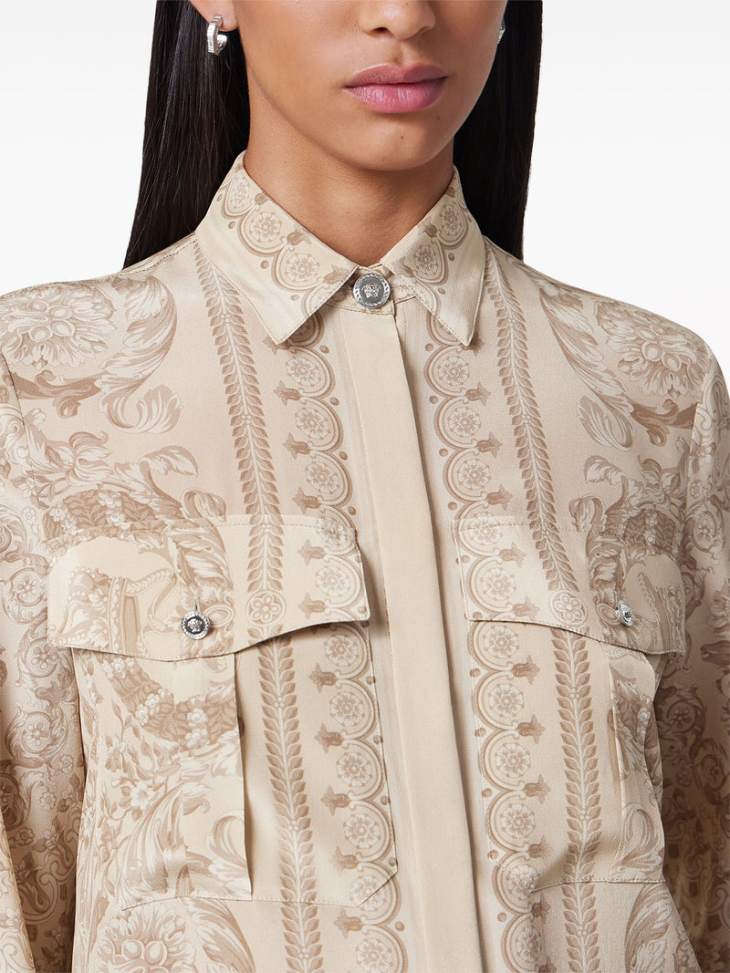 VERSACE Women Informal Shirt Baroque Print Crepe De Chine Fabric