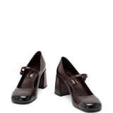 Brown heels, front view