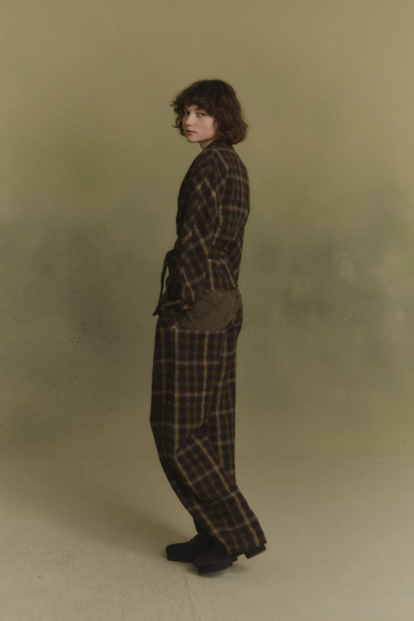 Brown jacket, full body view