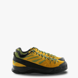 Yellow and black athletic shoe,front view