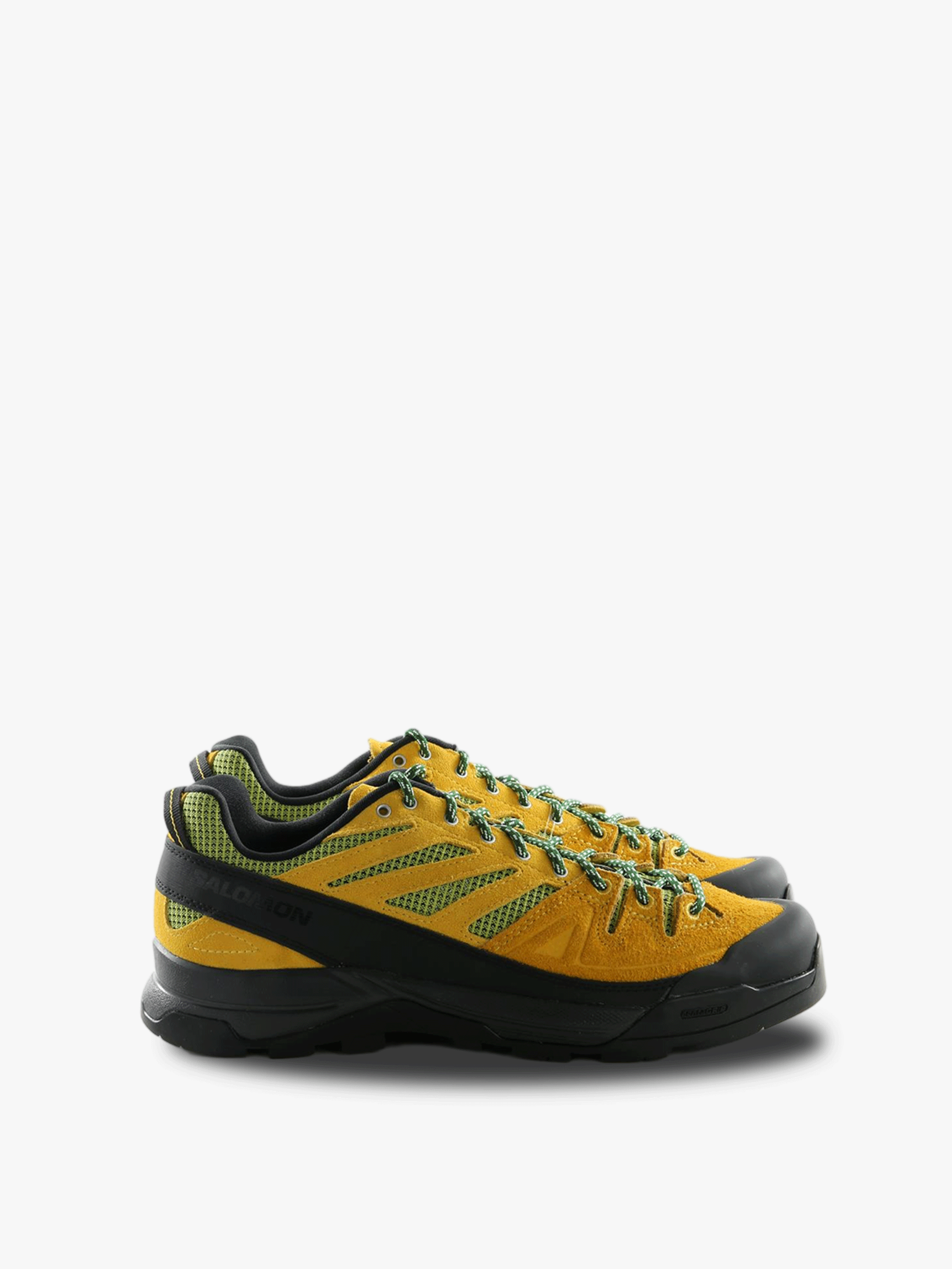 Yellow and black athletic shoe,front view